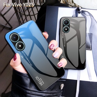 เคสโทรศัพท์มือถือกระจกนิรภัย ขอบนิ่ม กันกระแทก ไล่โทนสี สําหรับ Vivo Y 02S Y02S Note