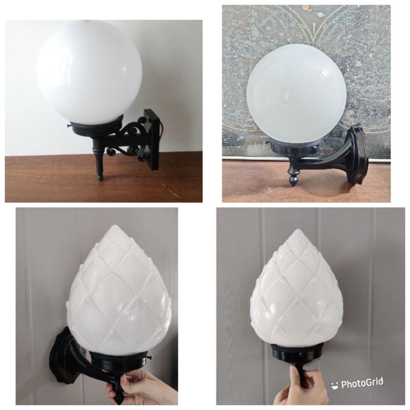 โคมไฟผนังขาหลุยส์/ขาโค้ง แก้วขนาด8" พร้อมติดตั้งได้เลย (glass)