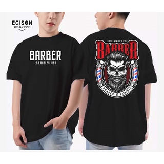 เสื้อยืดสีขาวผู้ชาย - BARBER เสื้อยืดพิมพ์ลายทางเสื้อยืดผ้าฝ้ายผู้ชายเสื้อยืดลําลอง Unisex ผู้ชาย