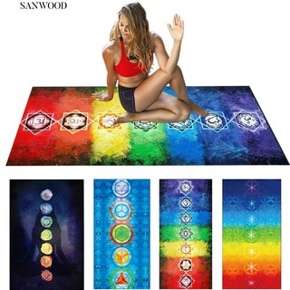 💓สายรุ้ง 7 Chakra Mandala Bohemia ผ้าห่ม Tapestry Summer Beach Towel เสื่อโยคะ