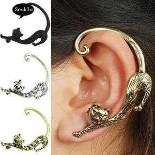 SK☀1 Pair Women Vintage Punk Gothic Sexy Cat Pussy Charm Ear Cuff Stud Earrings