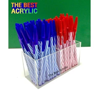 Thebest acrylic กล่องใส่หลอดกาแฟร้อน 2 ช่อง ขนาดเล็ก สีใส ขนาด16x6.5x8cm.