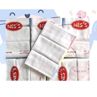 ผ้าอ้อมเด็กแรกเกิด NES’S ขนาด 27*27 นิ้ว แพ็ค 12 ผืน สีขาว