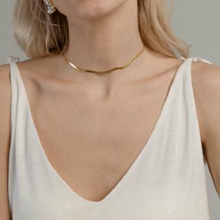 Gold Blade chain Choker Necklace /Women Flat  Snake  Necklace /Gold Silver Color Flat Herringbone Choker /Layer Lobster Buckle Gold Choker