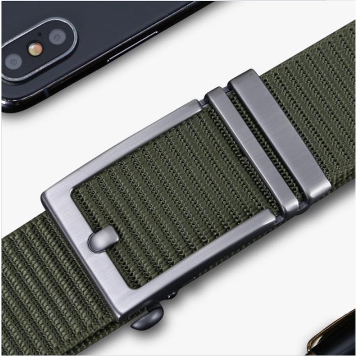 แฟชั่นผู้ชายเข็มขัดคุณภาพสูงเข็มขัดไนลอนสําหรับชายอัตโนมัติหัวเข็มขัดผ้าใบเข็มขัด Tali Pinggang