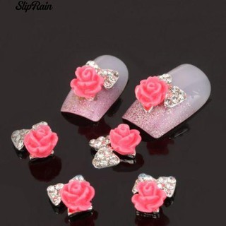 🌹♥ 10Pcs ดอกไม้ Decals เงา Glitter Rhinestone DIY ตกแต่ง Nail Arts