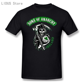 ย้อนยุค【Boutique Selection】เสื้อยืดคอกลม แขนสั้น ผ้าฝ้าย 100% พิมพ์ลายการ์ตูนอนิเมะ Sons Of Anarchy Ireland แฟชั่น สําหร