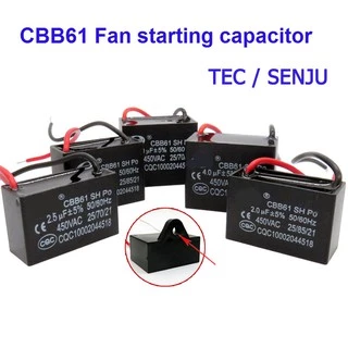คาปาซิเตอร์ Capacitor พัดลม 1.5UF 1.8UF 2UF 2.5UF 3UF 4UF 5UF 6UF 7UF 8UF 10UF 450V CBB61 อะไหล่พัดลม แคปพัดลม