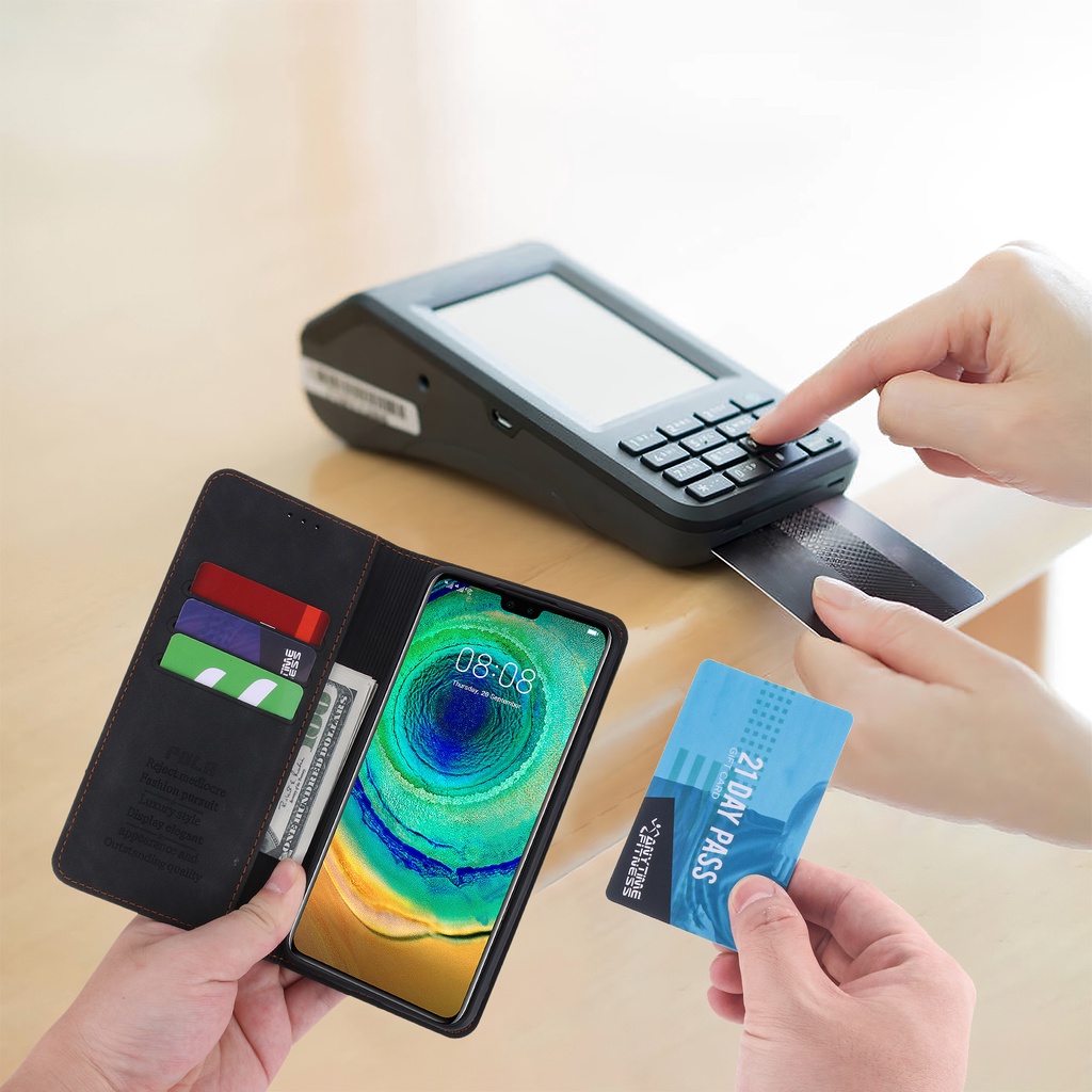 OPPO F11 F11PRO F1S F3PPLUS F3 F7 กระเป๋าสตางค์หนังฝาครอบ Dompet POLA