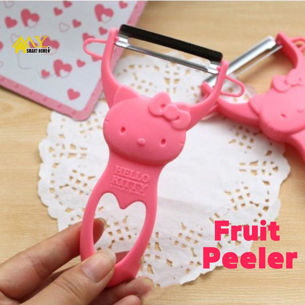 เครื่องปอกเปลือกผลไม้ Hello Kitty สีชมพูน่ารัก ใบมีดสเตนเลสทนความคม ใช้งานง่ายสำหรับปอกเปลือกมันฝรั่งแตงโมและผลไม้ชนิดต่างๆ อุปกรณ์ในครัวจำเป็นสำหรับครอบครัว