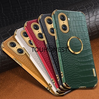 เคส Huawei Honor 60 Pro เคส Honor 70 Pro เคส Honor X8 เคส Honor X9 Case Honor X30 Case Honor Play5 Case Honor Play 5T Crocodile Pattern Leather Ring Phone Case โทรศัพท์มือถือ ลายหนังจระเข้ พร้อมแหวนนิ้ว สําหรับ