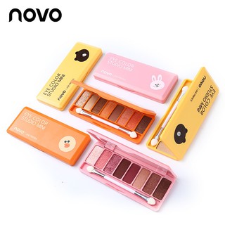 Hot สุดๆ( แบบใหม่/ของแท้) โนโว Novo Silk Slide 8 Color Eye Shadow Eye Color Studio Mini Line Friends อายแชโดว์รูปไลน์