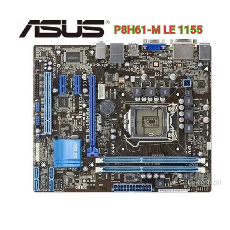 MB 1155 ASUS P8H61-M LE พร้อมฝาหลัง ใส่CPU GEN2 GEN3 Update bios เรียบร้อยสินค้าใช้งานปรกติ