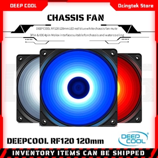 Deepcool RF120 พัดลมระบายความร้อน ไฟ LED 3Pin &amp; IDE 4pin 120 มม. สีแดง สีฟ้า สีขาว