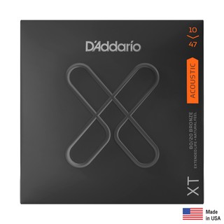 DAddario® XTABR1047 สายกีตาร์โปร่ง เบอร์ 10 สายเคลือบ 80/20 Bronze ซีรีย์ XT (Extra Light, 10-47) ** Made in USA **