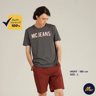 Mc JEANS เสื้อยืด ผู้ชาย แขนสั้น เสื้อยืด แม็ค แท้ คอกลม แขนสั้น สีเทาเข้ม ผ้านุ่ม ใส่สบาย MTSZ927