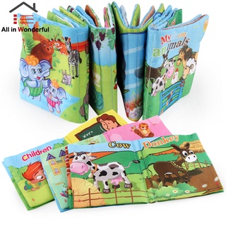 WS 1pc Baby Early Learning Soft Cloth Books Creative Squeak Crinkle Book Puzzle Toys Gifts for Kids