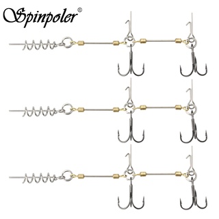 Spinpoler สายเชื่อมตะขอ สำหรับเหยื่อตกปลาปลอม แบบนิ่ม ตะขอคู่ #6 #1 #1/0  สกรูคอร์ก สกรูหมุน 2 ชิ้น/แพ็ค