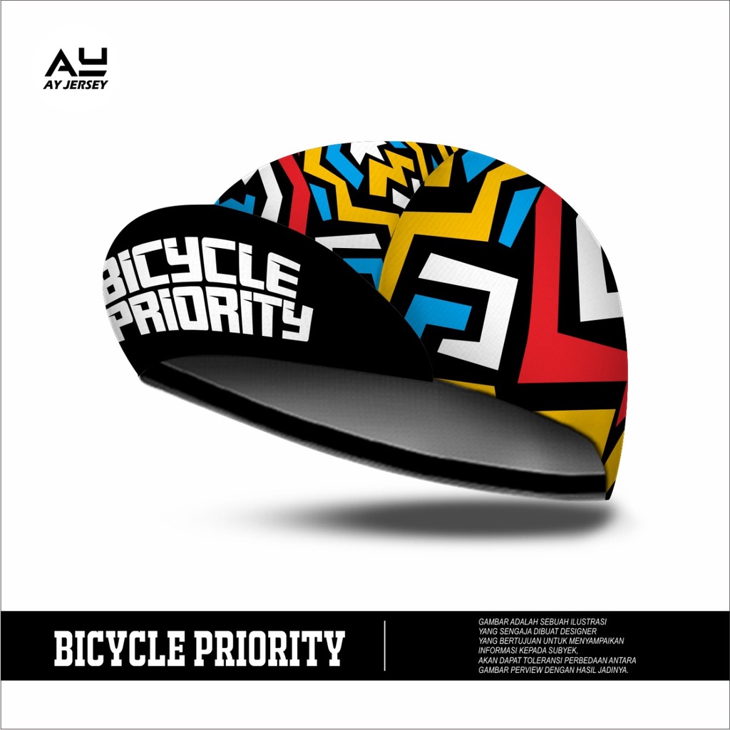 จักรยาน Priority Letter Printing Dry Fit Cycling Cap เส้นผ่านศูนย์กลาง 55-61 ซม. สําหรับ Unisex
