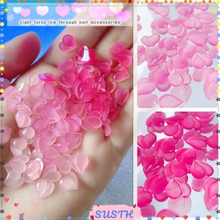 Sushen เพชรคริสตัล พลอยเทียม รูปหมี หัวใจ เปลี่ยนสีได้ สําหรับตกแต่งเล็บ 50 ชิ้น