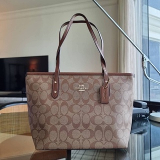 COACH F22969 MINI CITY ZIP TOTE IN SIGNATURE CANVAS