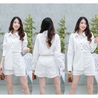 hbstation.shop เสื้อผ้าผู้หญิง ชุด Set 2 ชิ้น  สีขาว พร้อมส่ง