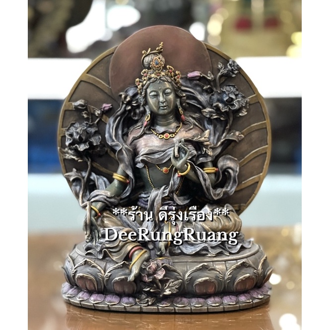 พระนางตาราเขียว(ขทิรวนีตารา) ***Green Tara***(สูง 9.5 นิ้ว)