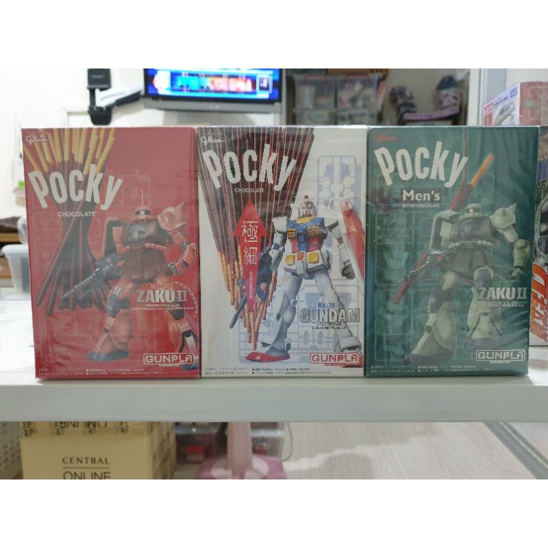 GUNPLA x Glico Pocky [MS-06S ZAKU II + RX-78-2 GUNDAM + MS-06F ZAKU II)   ของใหม่แท้