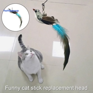 FM🐕Cat Feather ของเล่นจำลองนกความเครียดบรรเทาแบบพกพา Cat Feather Chasing Toy Refills with Ring Bell Pet Supplies