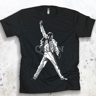 เสื้อยืดอินเทรนด์ผู้ชายอินเทรนด์ผู้หญิงเสื้อยืด พิมพ์ลาย Queen Freddie Mercury Pose Rock Band สําหรับผู้ชายS-3XL