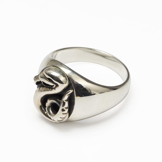 Harry Potter ภาพยนตร์ Malfoy Family Coat of Arms 925 แหวนเงินรูปไข่ Vintage Glossy Ring