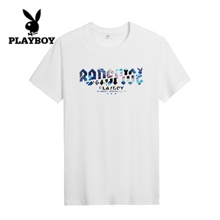 เสื้อยืดพิมพ์ลายแฟชั่น Playboy เสื้อยืดผู้ชาย 2022 ฤดูร้อนใหม่ผู้ชายเสื้อแขนสั้นสีขาวผู้ชายความเห็นอกเห็นใจครึ่งแขนเสื้อ