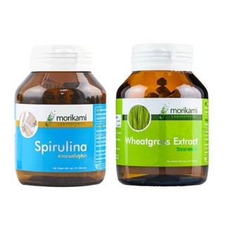 Morikami Spirulina &amp; Wheatgrass Extract ชุด Super Detox  (30แคปซูลx2ขวด)