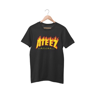 เสื้อยืดสีขาวเสื้อยืด พิมพ์ลาย Kpop Flame V3 Mamamoo Ateez Atiny สําหรับผู้ชายS-4XL