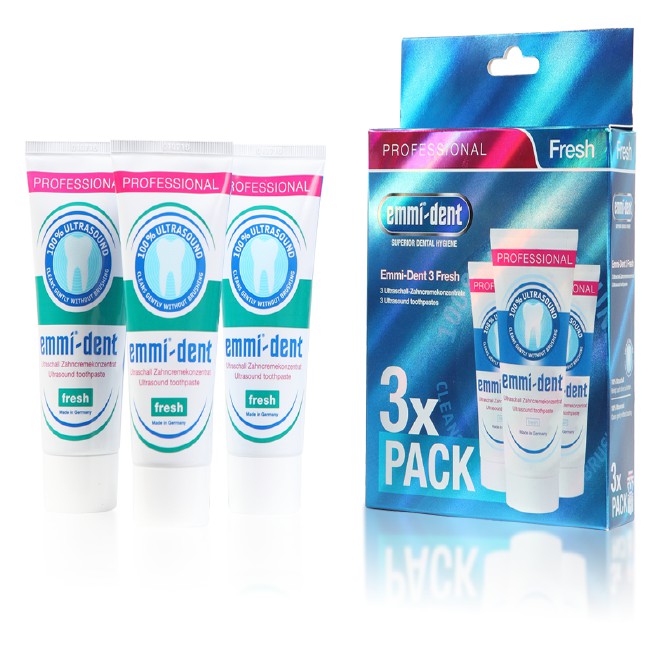 ยาสีฟันรสเฟรช แพค3 ยาสีฟันสำหรับแปรงสีฟันไฟฟ้า emmi-dent รสเฟรช แพค3 Fresh Nano Toothpaste