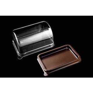 กล่องพลาสติก กล่องใส่ขนม ฐานสีน้ำตาล + ฝาสีใส รหัส E-89 จำนวน 25ใบ