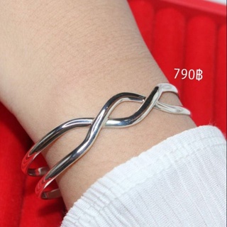 กำไลinfinity เกลี้ยง เงินแท้เคลือบทองคำขาว18K