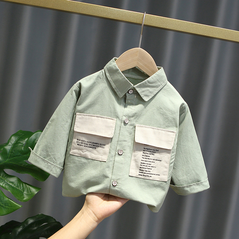 พร้อมส่ง เสื้อเชิ้ตแขนยาว สไตล์เกาหลี แฟชั่นฤดูใบไม้ผลิ สําหรับเด็กผู้ชาย อายุ 3-8 ปี