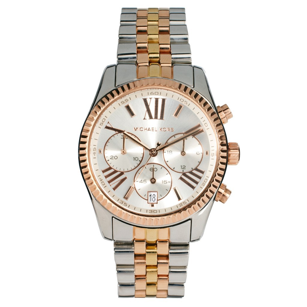 Michael Kors MK5735 Lexington Chronograph Tri-Tone Ladies Watch นาฬิกาแบรนด์เนมแท้ นาฬิกาผู้หญิงไมเค