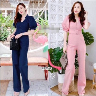 🌈LADY  Jumpsuit🌈 จั้มสูทขายาว แขนพองสม็อคปลายแขน มี2สี