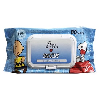 ทิชชู่เปียก แผ่นเช็ดทำความสะอาดผิว SNOOPY BABY WIPES ไม่มีกลิ่น 80 ชิ้น 1แถม1 กระดาษเปียก