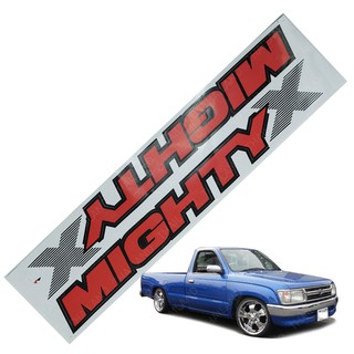 Sticker สติ๊กเกอร์ Mighty-X 2ชิ้น ไมตี้เอ็ก สีแดง+เทา สำหรับ Toyota Mighty-X ปี 1988-1997