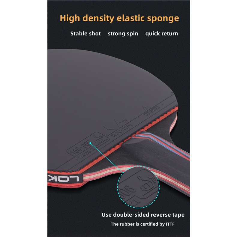 Loki X1/X2/X3 ITTF ไม้ตีปิงปอง ไม้ตีมืออาชีพ ฟองน้ําความยืดหยุ่นสูง ไม้ตีปิงปอง พร้อมกระเป๋าไม้ - รูปที่ 4