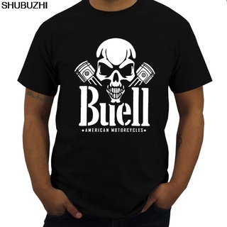 [COD]พร้อมส่ง เสื้อยืดคอกลม แขนสั้น ผ้าฝ้าย พิมพ์ลายหัวกะโหลก Buell American Motorcycles Skull Piston หลากสี สําหรับผู้ช