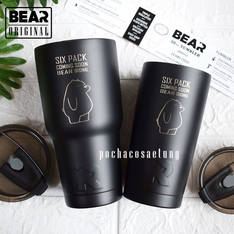แก้ว BEAR Six Pack มีบริการสลักชื่อ ของแท้ มีประกัน สเเตนเลส 2 ชั้น