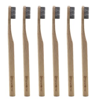 แปรงสีฟันไม้ไผ่ชาร์โคลขนนุ่ม (ชุด 6 ชิ้น) || Bamboo Charcoal Toothbrush Soft Bristles (Set of 6)