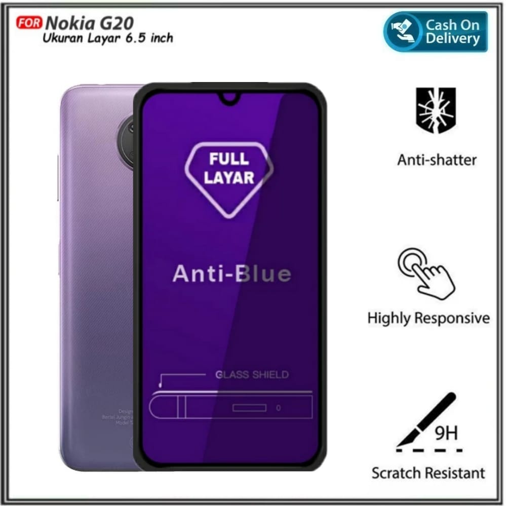 Di AlvaCaseAcc กระจกนิรภัย Nokia G20 Anti Blue Light 10D กระจกป้องกันรอยขีดข่วน
