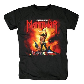 แขนสั้นcrew neckWanyg Kings Of Metal - เสื้อยืดลําลอง แขนสั้น คอกลม พิมพ์ลาย Manowar สไตล์คลาสสิก เหมาะกับการเล่นกีฬา ขอ