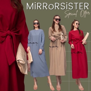 Code : 20115.3 เดรสแขนยาวสีพื้น เดรสออกงาน เดรสสีฟ้า งานป้าย Mirrorsister