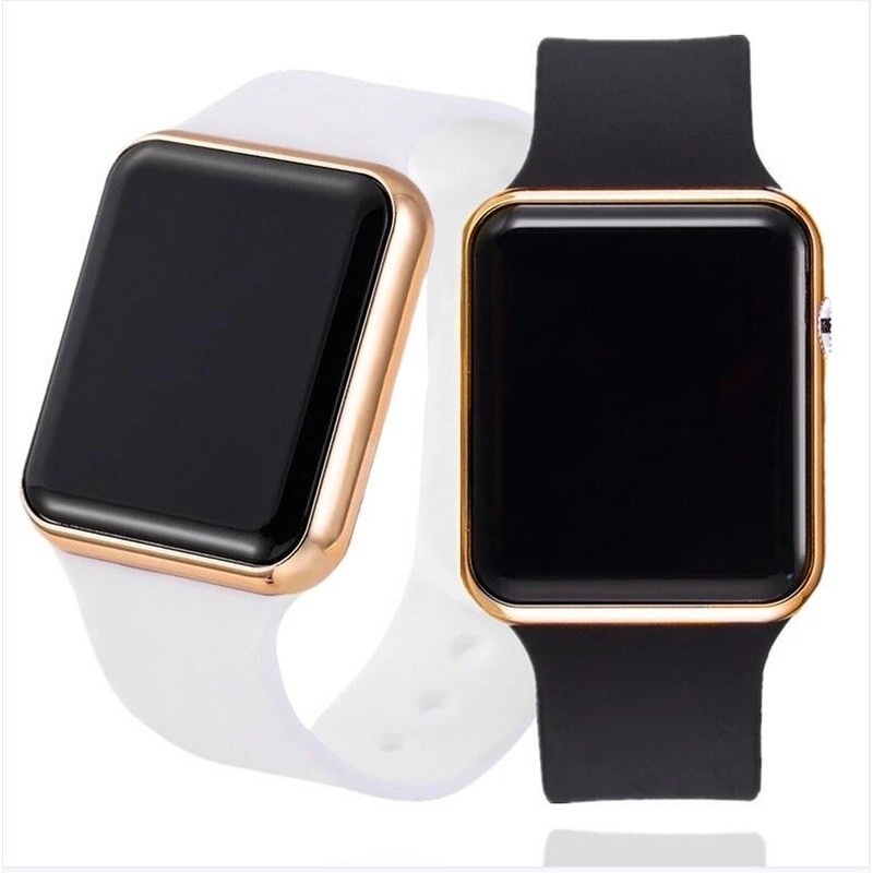 Lady Watch LED หน้าจอแสดงผลอิเล็กทรอนิกส์นาฬิกาดิจิตอลนาฬิกาซิลิโคนที่เรียบง่าย